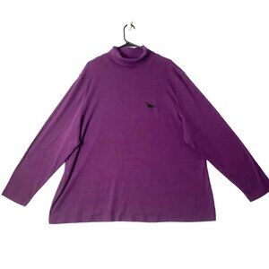 Fashion Bug Turtleneck Shirt Women‎ Size 30 /32 W Purple Dachshund Embroidered